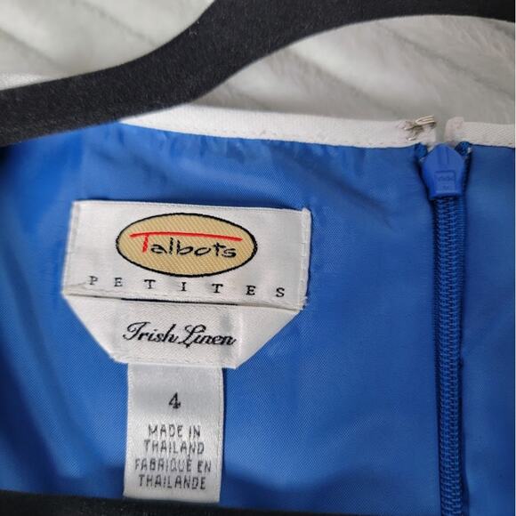 Talbots Linen Dress 4P Blue Sleeveless Midi Coastal Y2K Inspired 100 Irish Linen - Picture 7 of 11